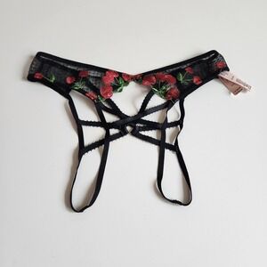 NWT Victoria's Secret Very Sexy Black Cherry Embroidered panty size Small